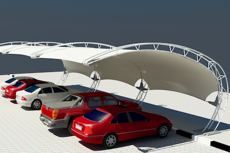 arch design car parking shades in UAE