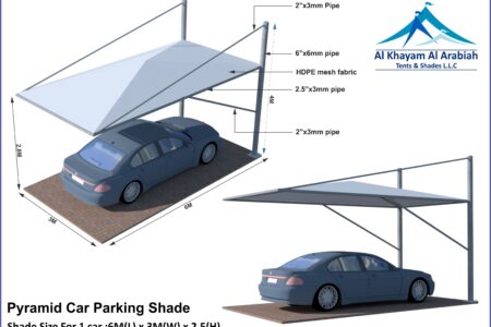 Pyramid Arch Design Car Parking Shade in UAE Dubai