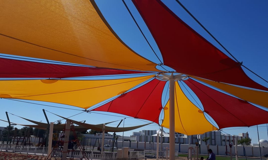 Sail shade installation for kids play area of the Garden in Al – Ain
