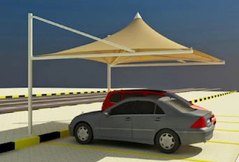 CON SHAPE CANTILEVER PARKING SHADE STRUCTURE 01