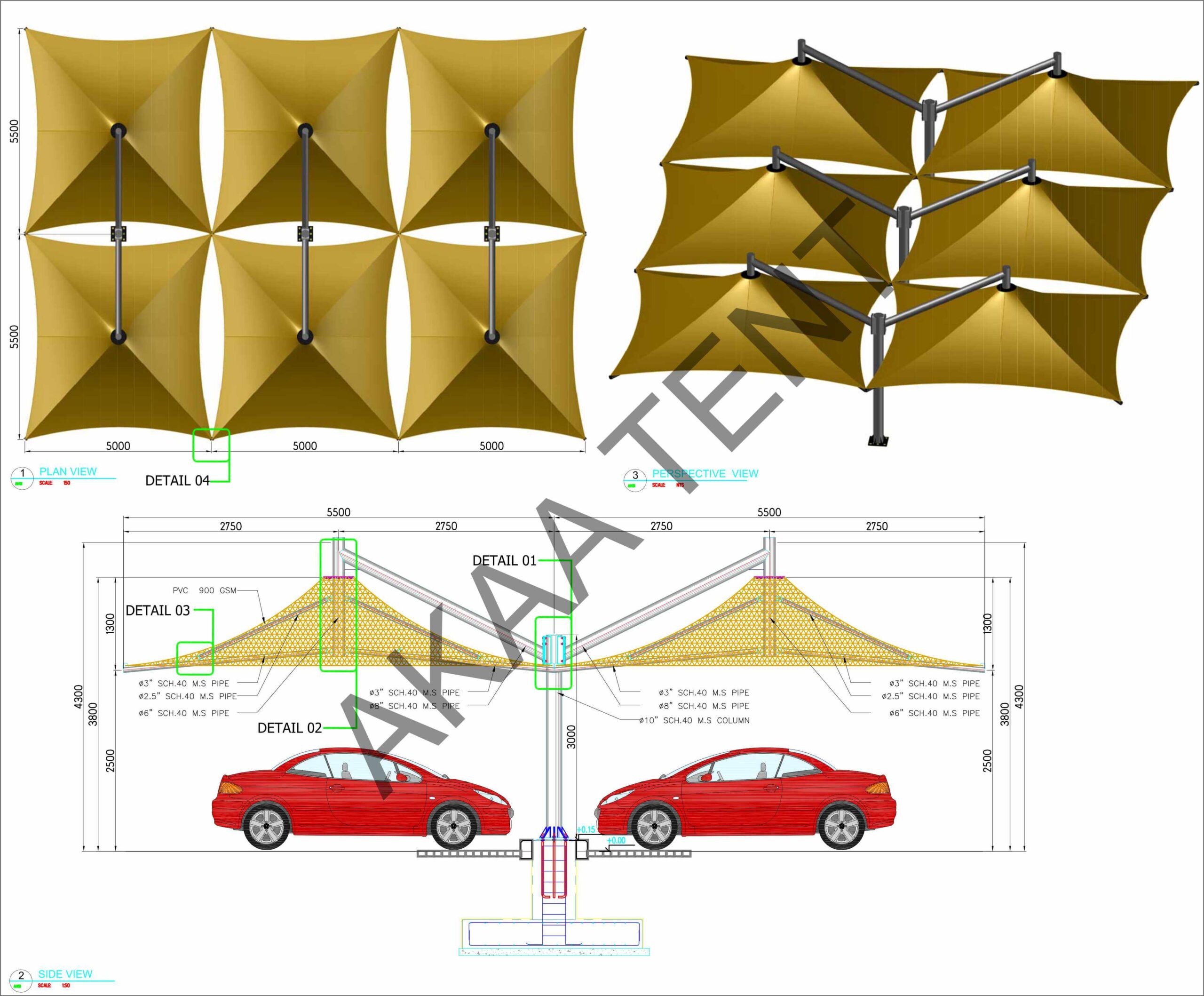 car parkign shade layout plan