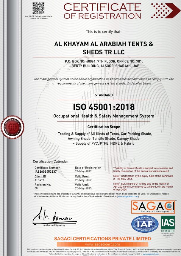 akaa tent certificate ISO 45001:2018