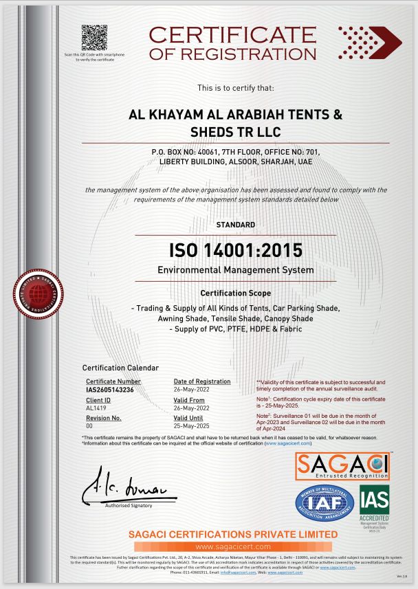 akaa tent certificate ISO 14001:2015