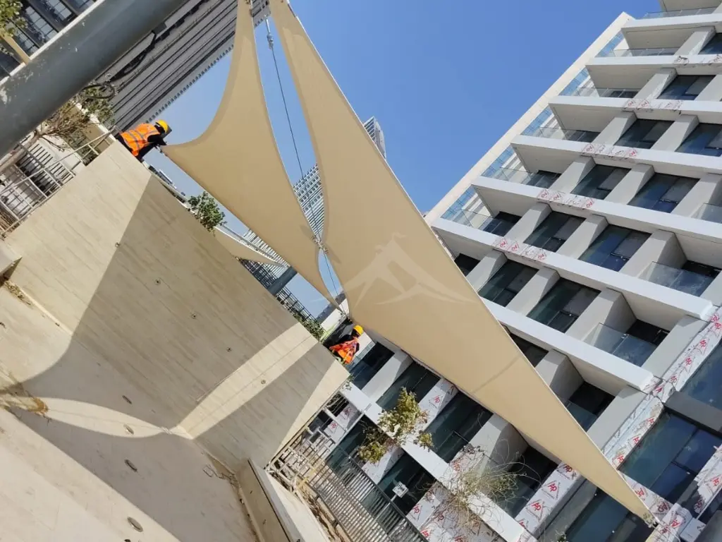 Completed Sangyong tensile shade project by AKAA Tent